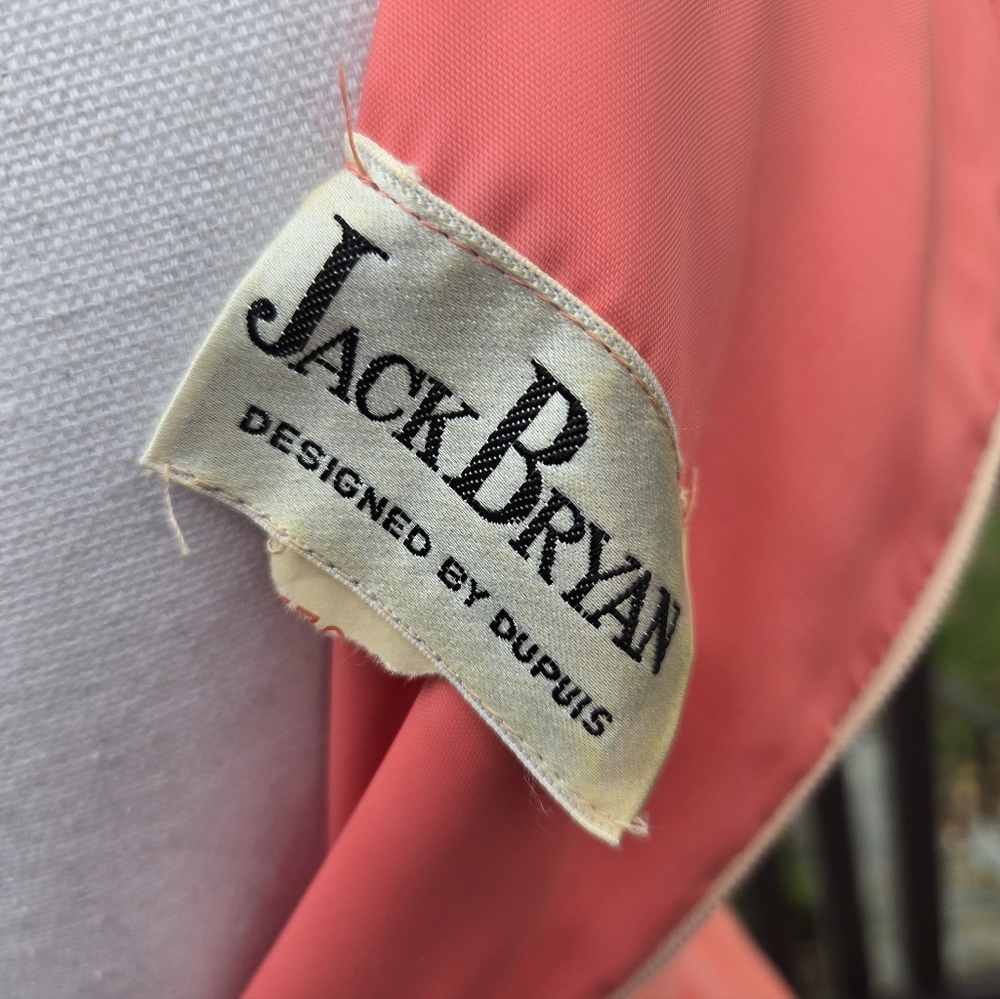Jack Byan Vintage Seventies Coral Maxi Two-Tone Dress with Scarf Detail - Picture 2 of 10